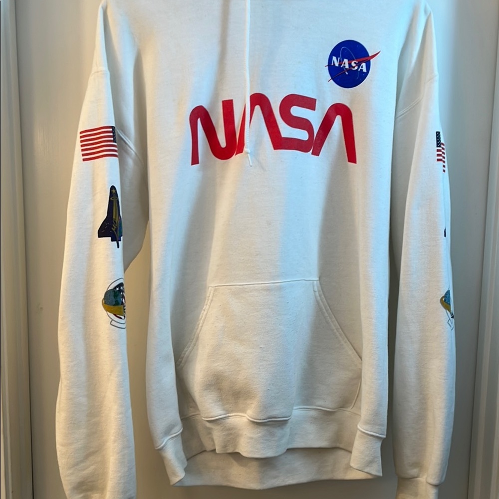 NASA White Hoodie with Red Logo